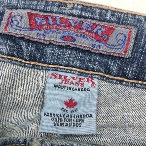MADE IN CANADA 🇨🇦 EARLY VINTAGE SILVER FLARE BOOTS JEANS 30x33 ⭐️ - Picture 2 of 15